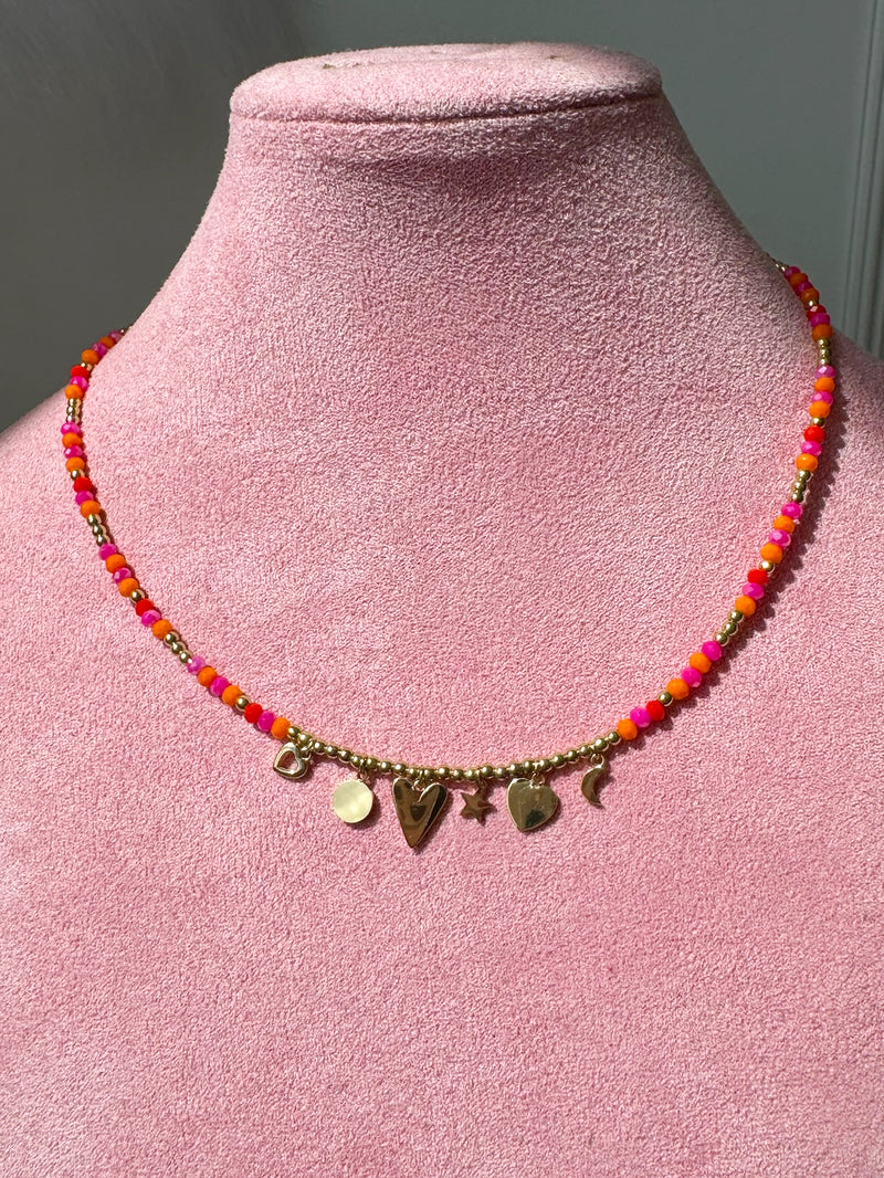 Summer Smile Ketting | Roze / Oranje