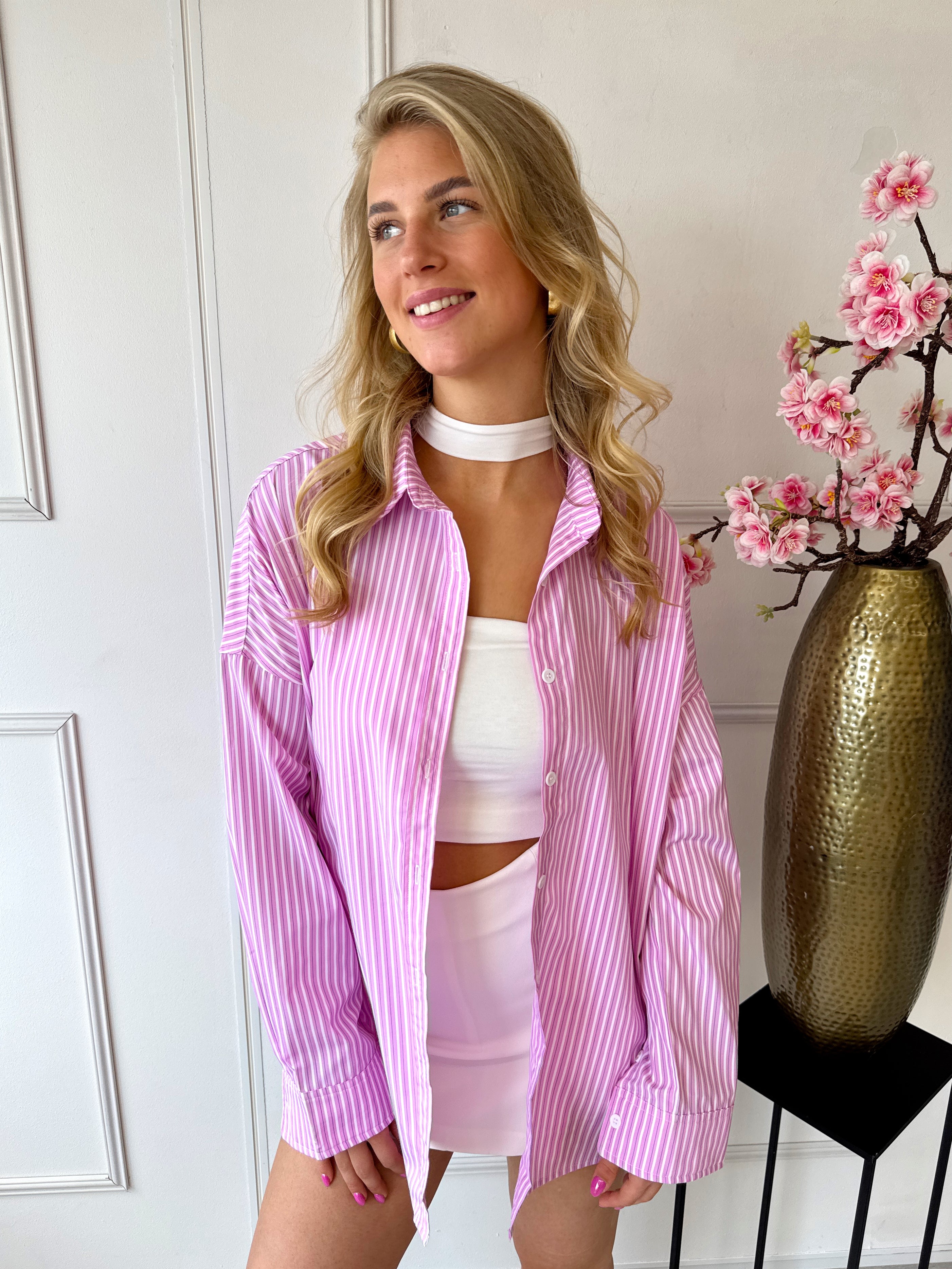 Oversized Striped Blouse | Roze
