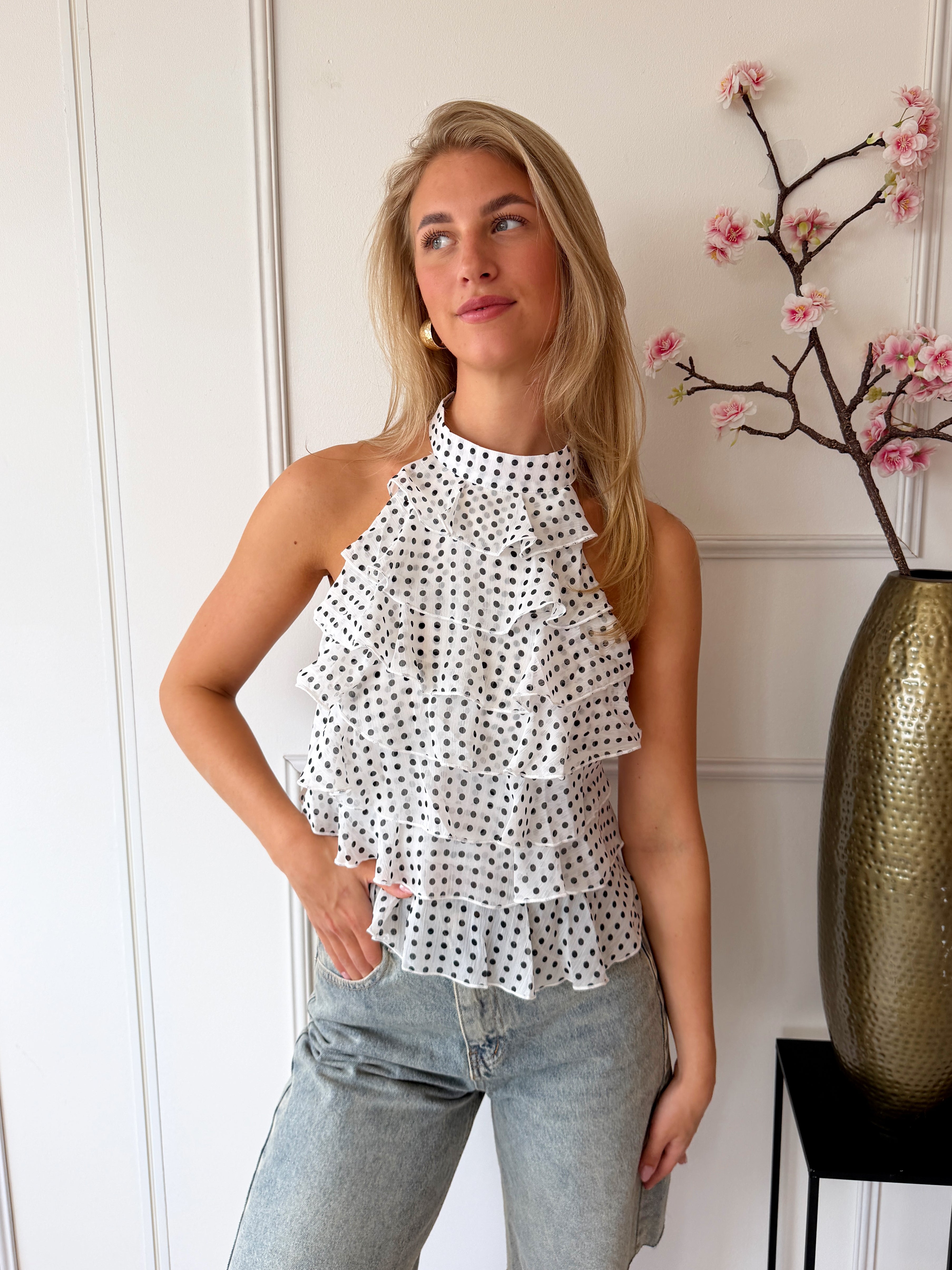 Nola Top met ruffles | Wit