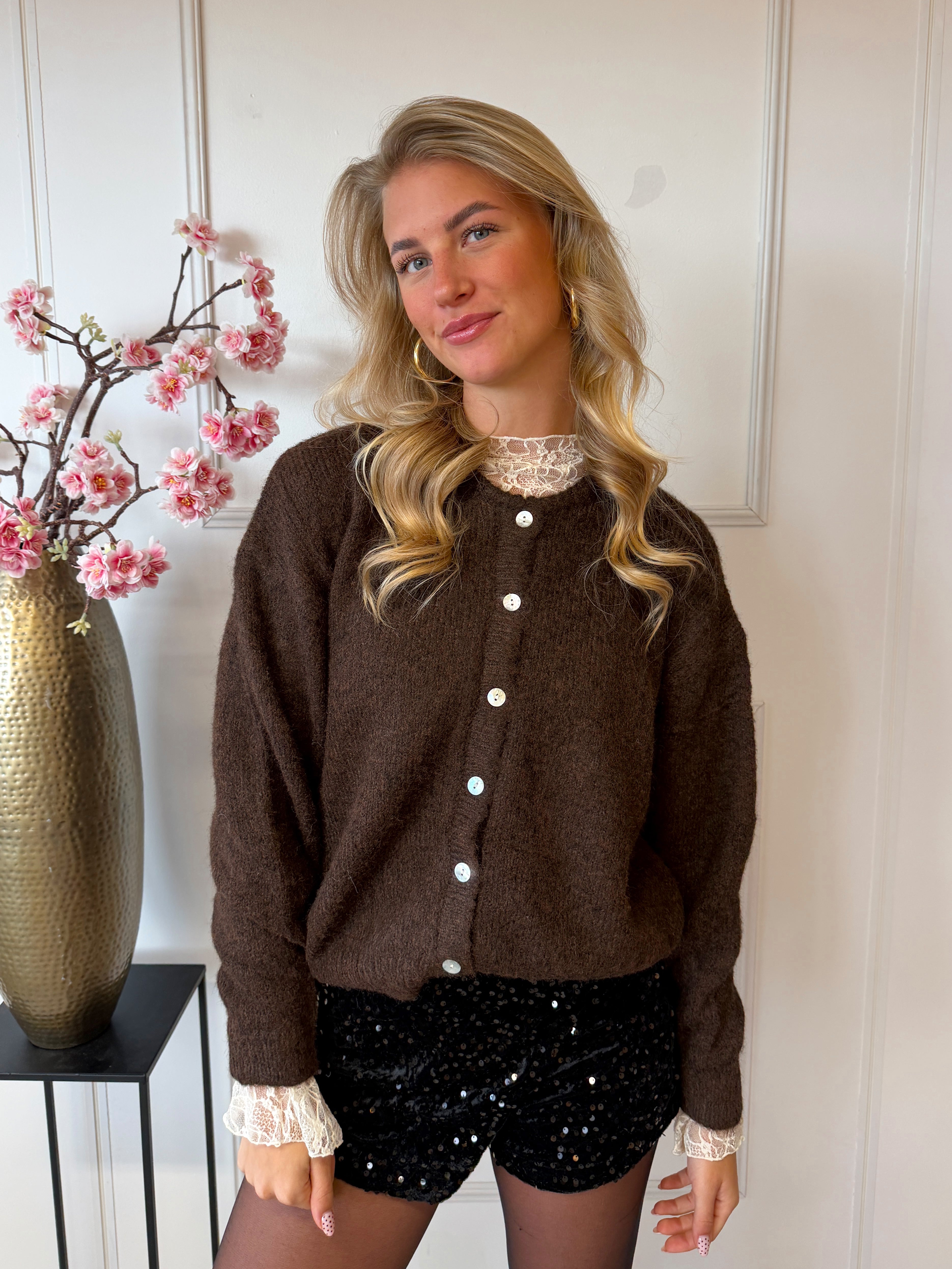 Wollen Vest met Knopen | Bruin