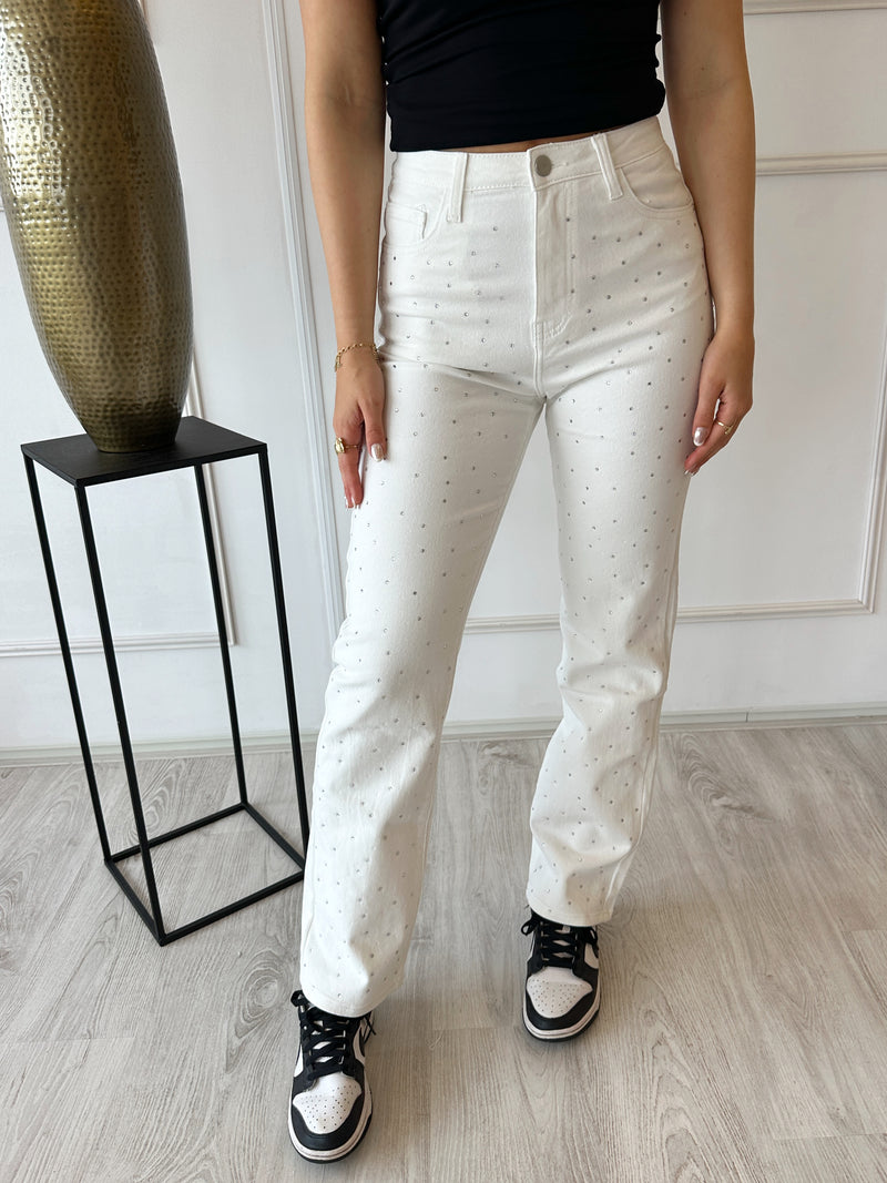 Diamond Stretch Broek | Wit