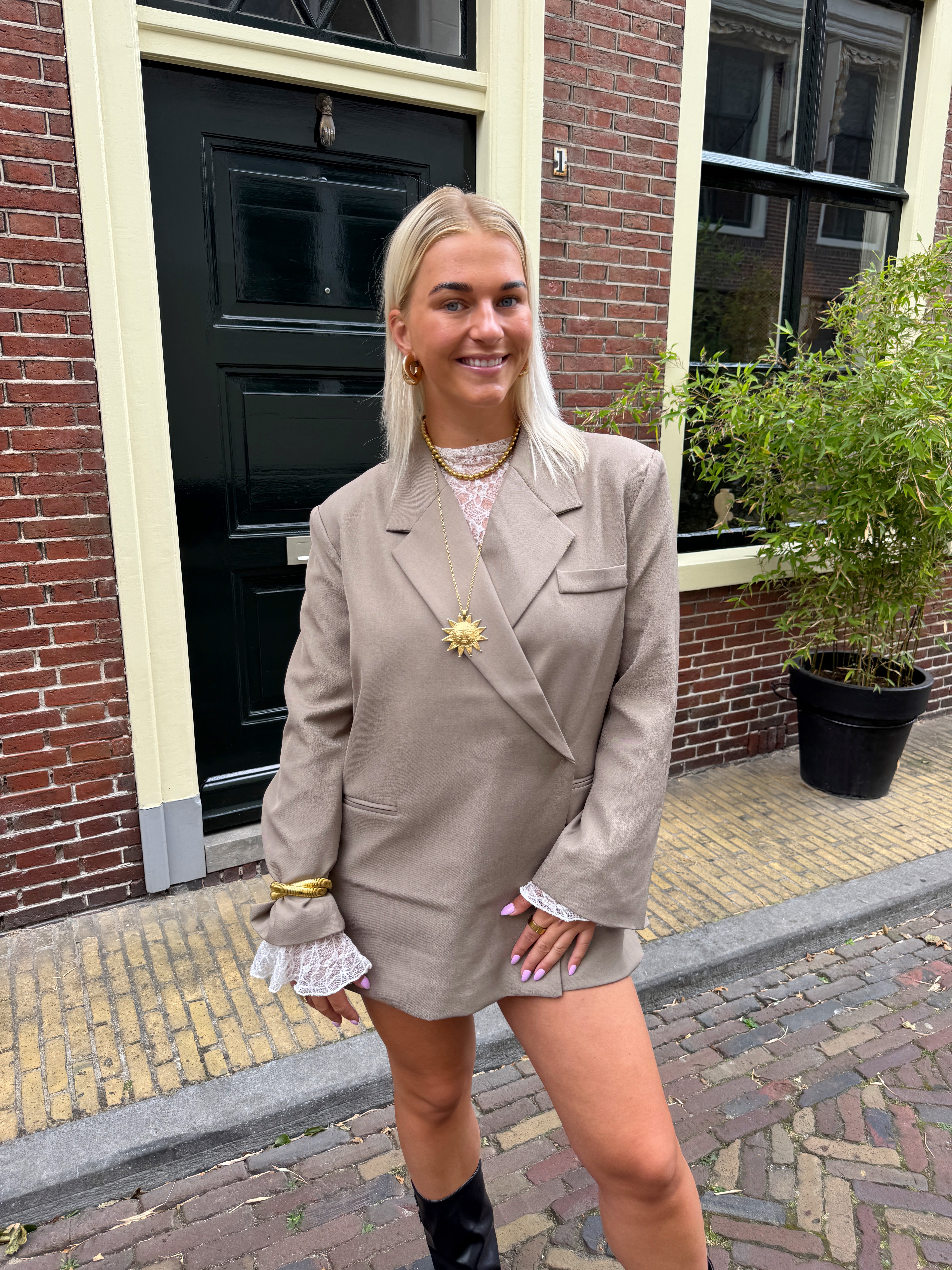 Boxy Oversized Blazer | Taupe