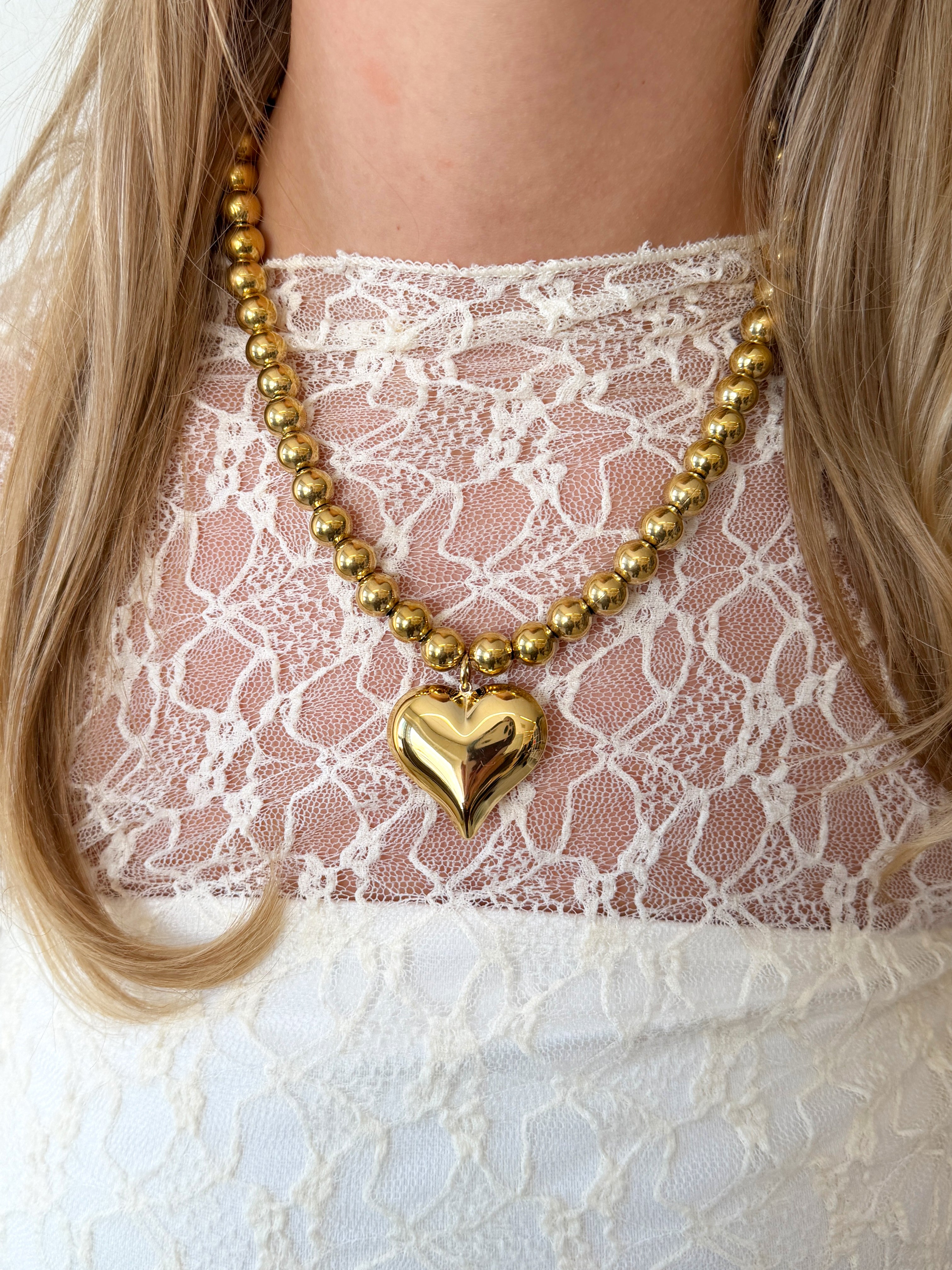 Statement Hart Beads Ketting | Goud