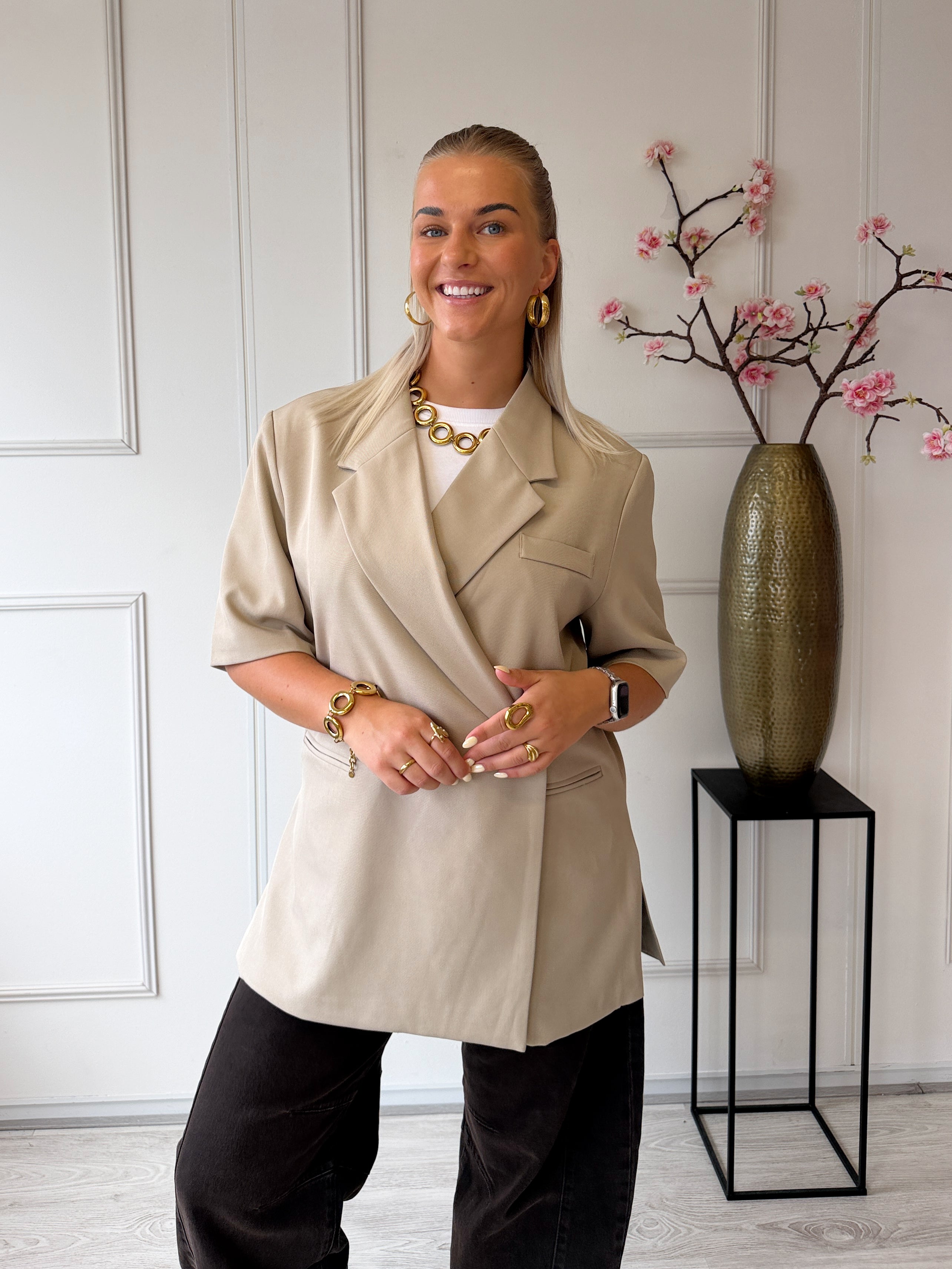 Summer Oversized Boxy Blazer | Beige