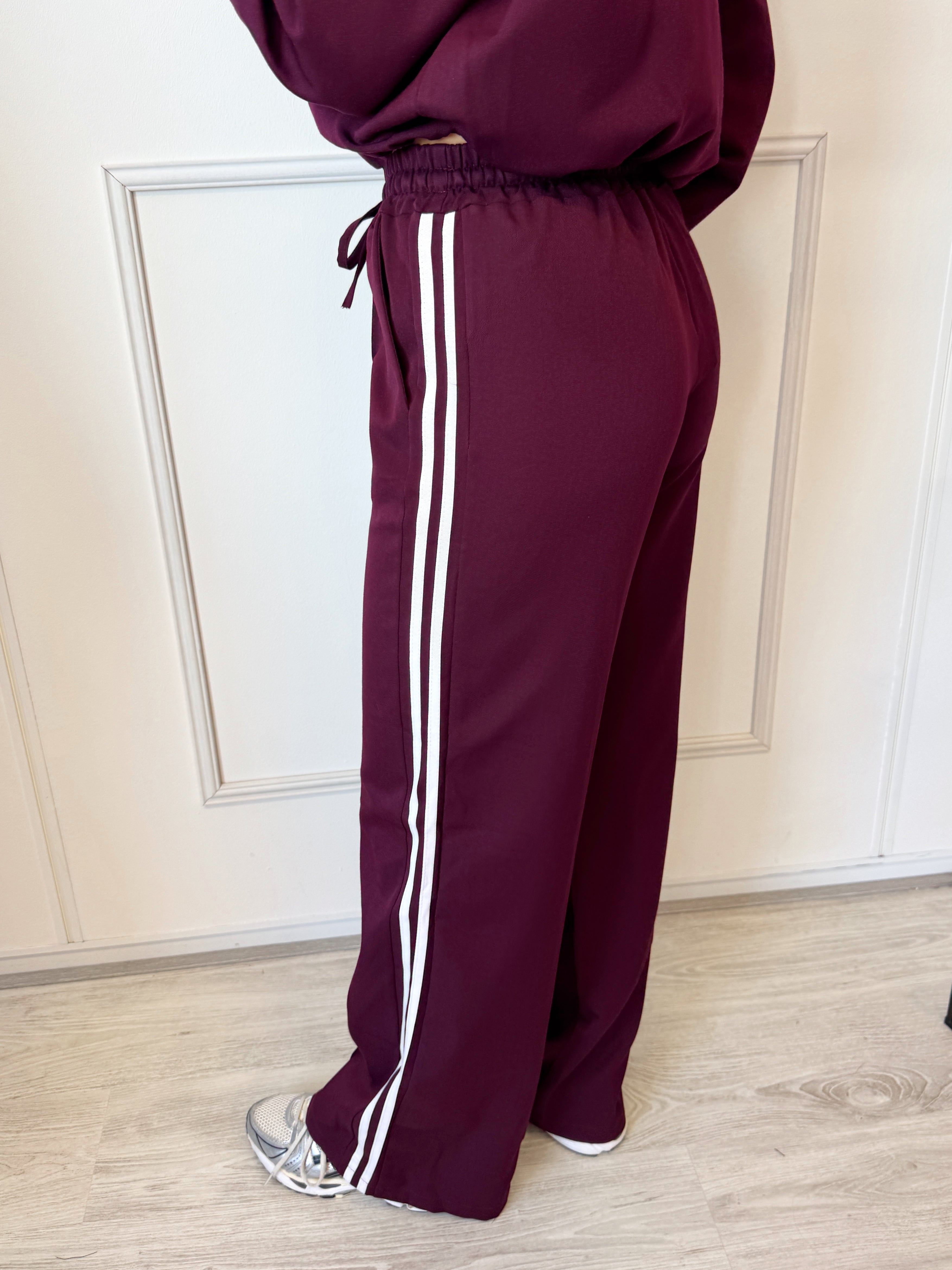 Straight Leg Stripe Pants | Bordeaux