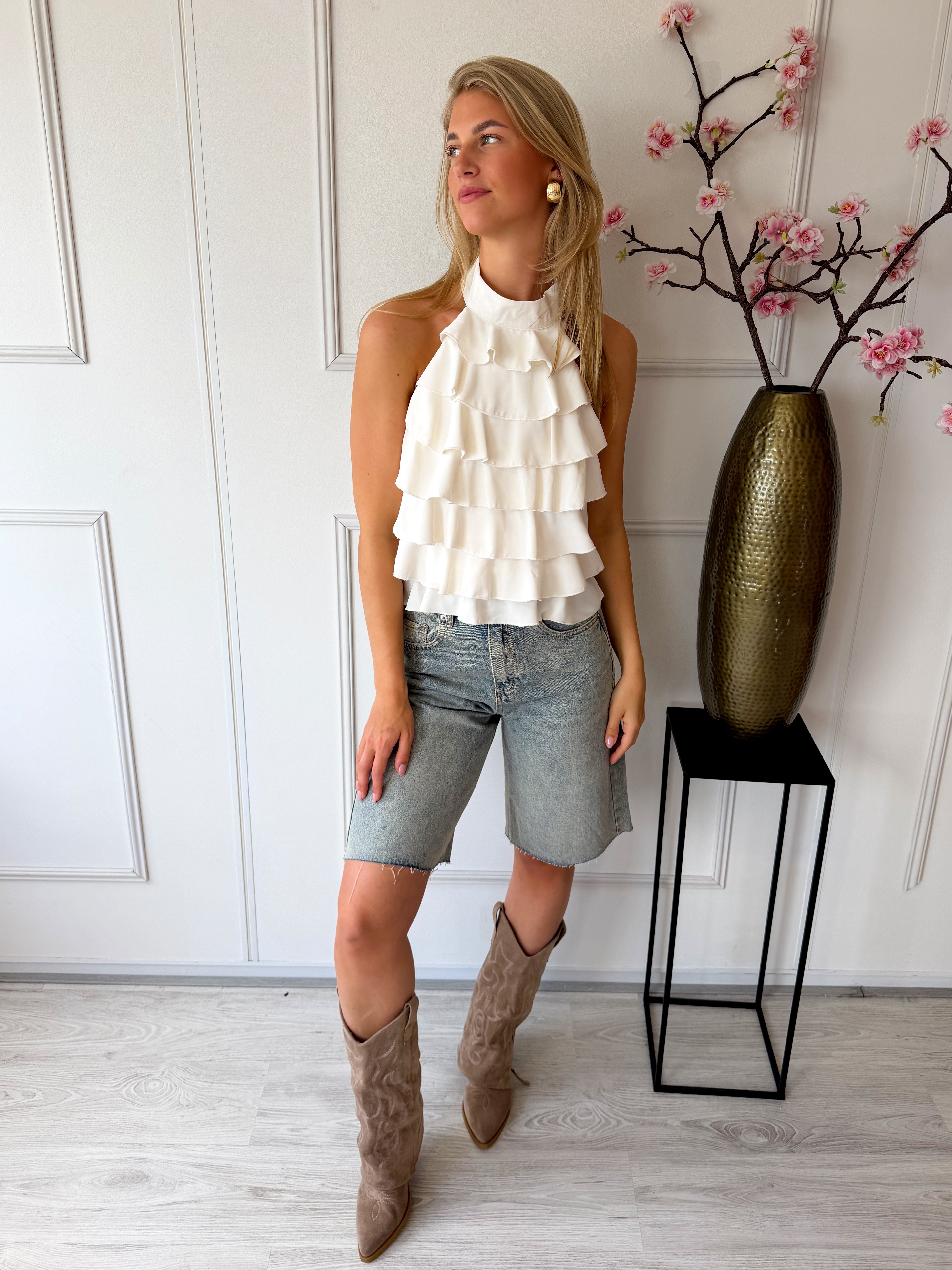 Nola Top met ruffles | Wit