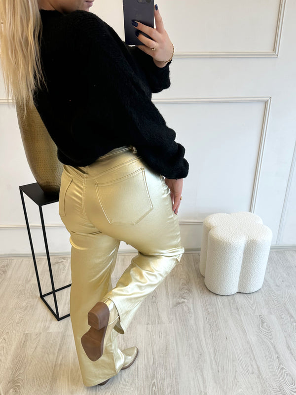 Metallic Stretch Jeans | Goud