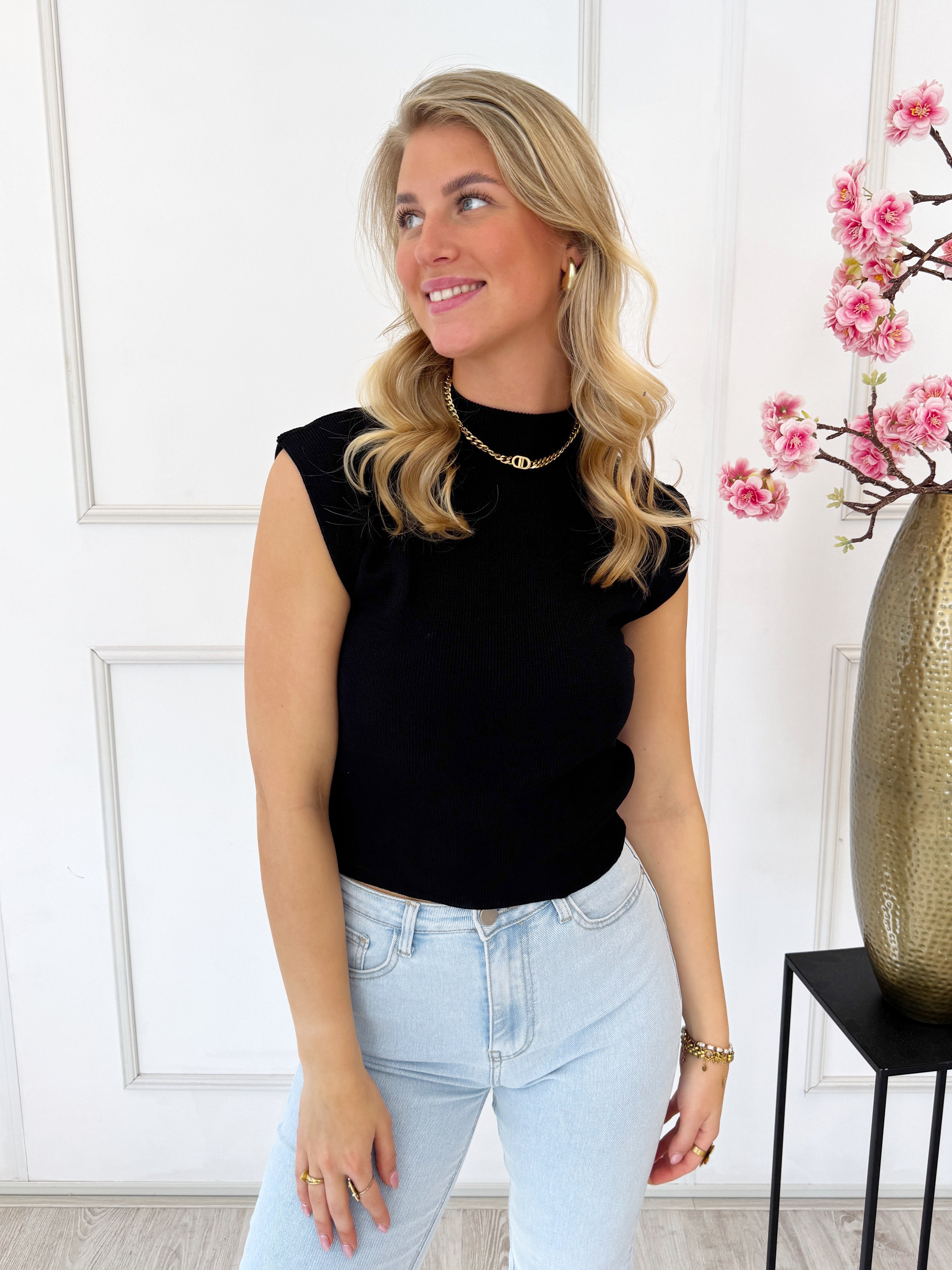Basic Knit T-Shirt | Zwart