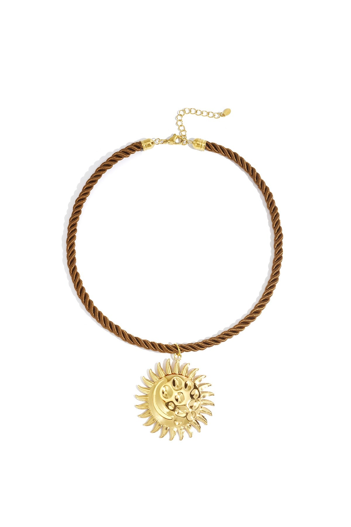 Grote Zon Hanger Ketting | Bruin - Goud