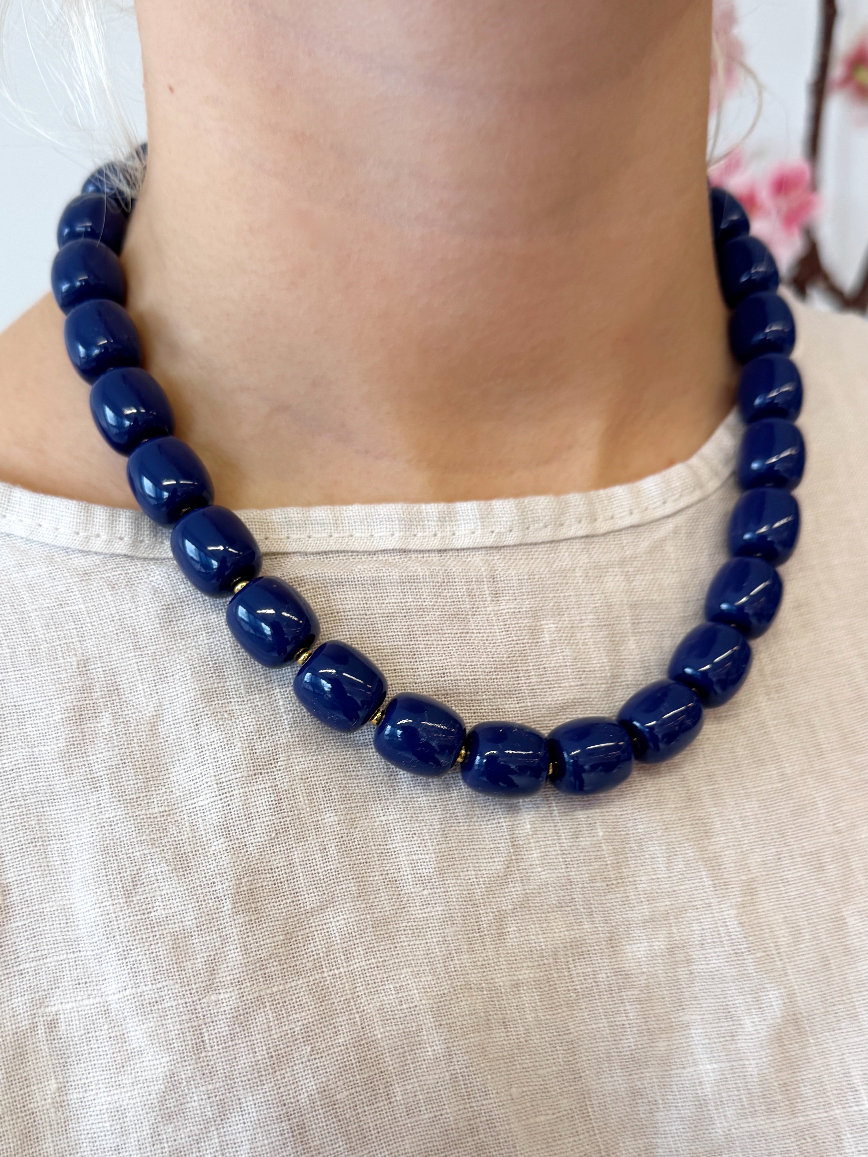 Acryl Kralen Ketting | Marineblauw
