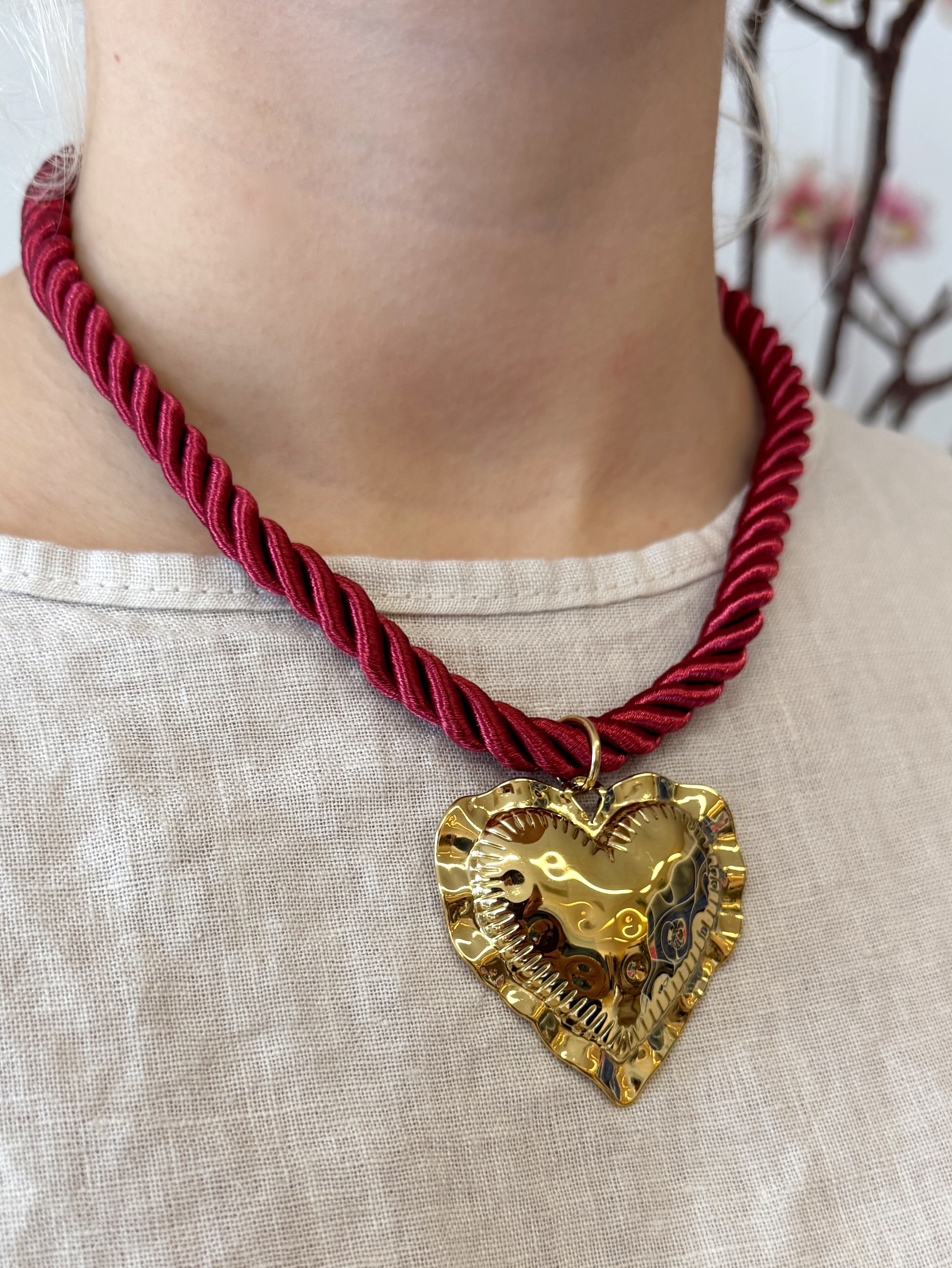 Hart Hanger Ketting | Karmozijnrood