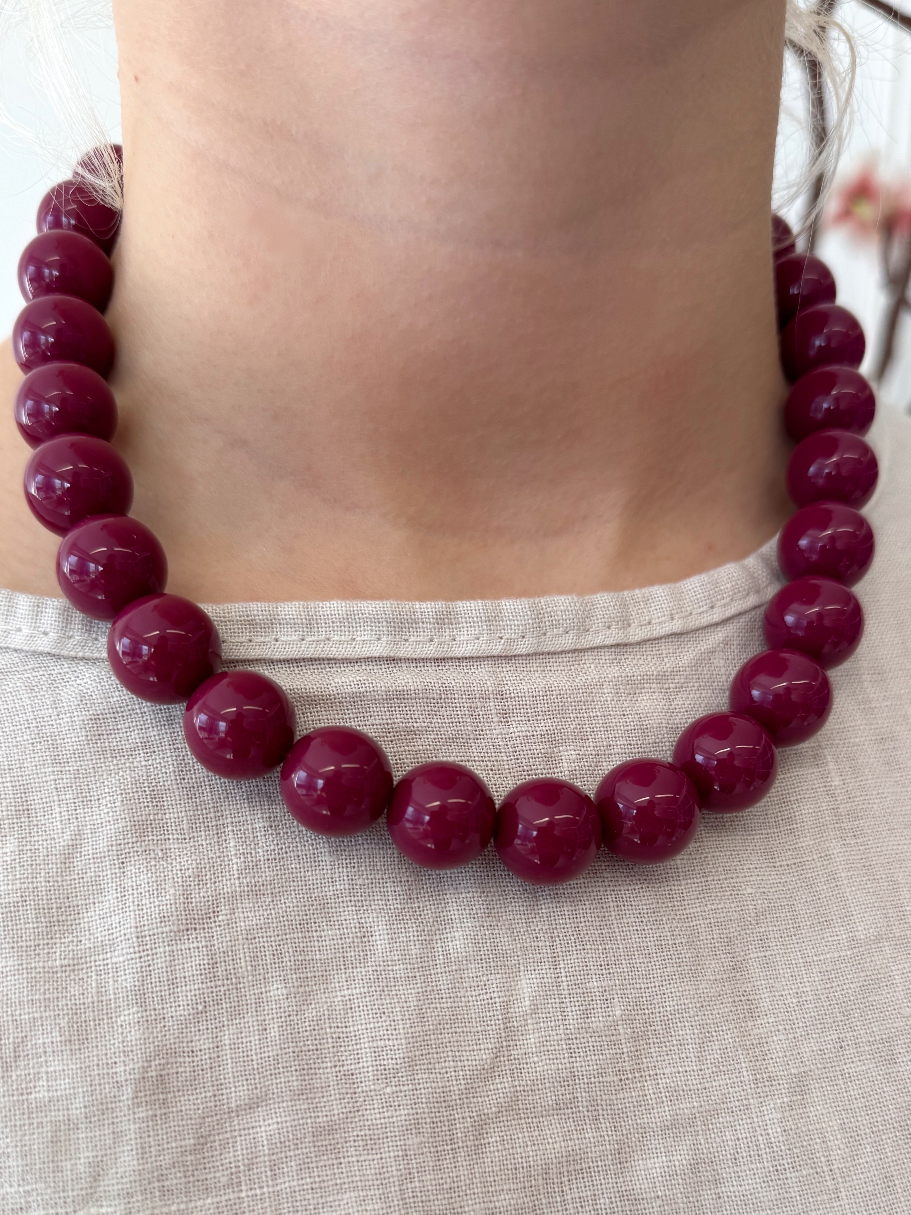 Grote Kralen Ketting | Fuschia