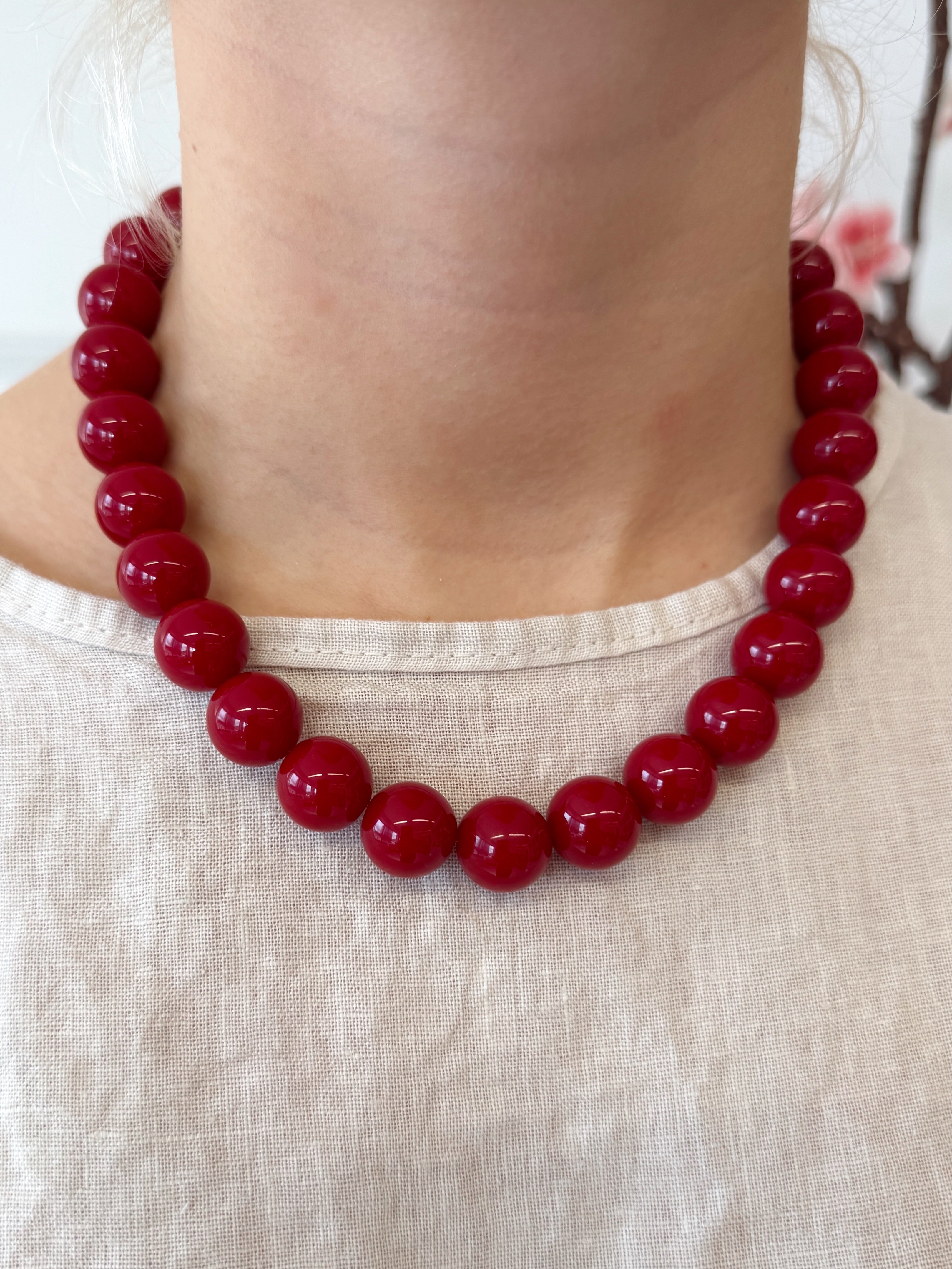 Grote Kralen Ketting | Rood