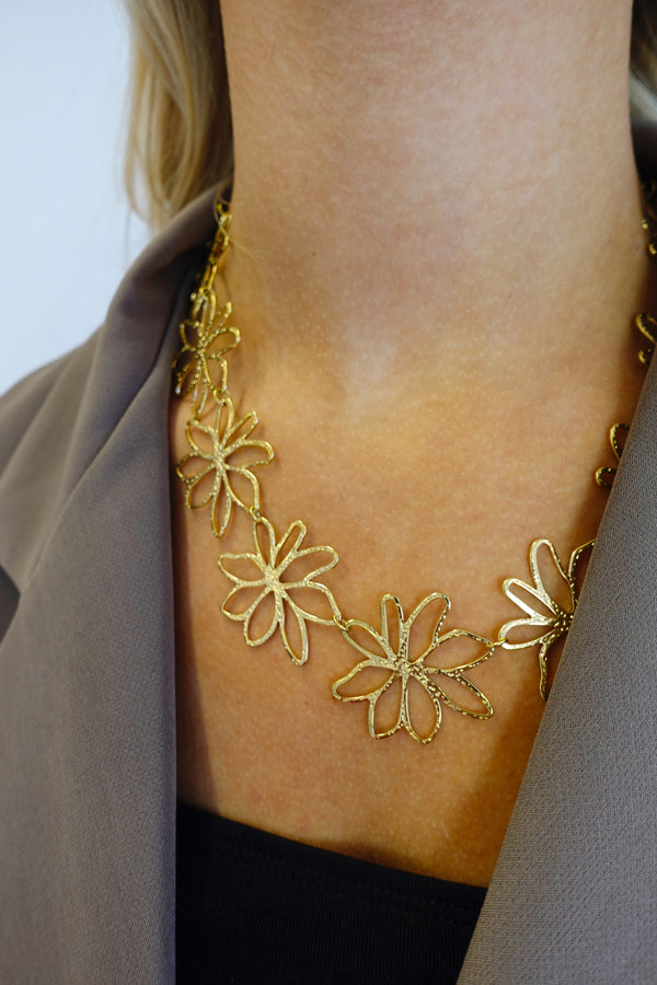 Big Flower Ketting | Goud