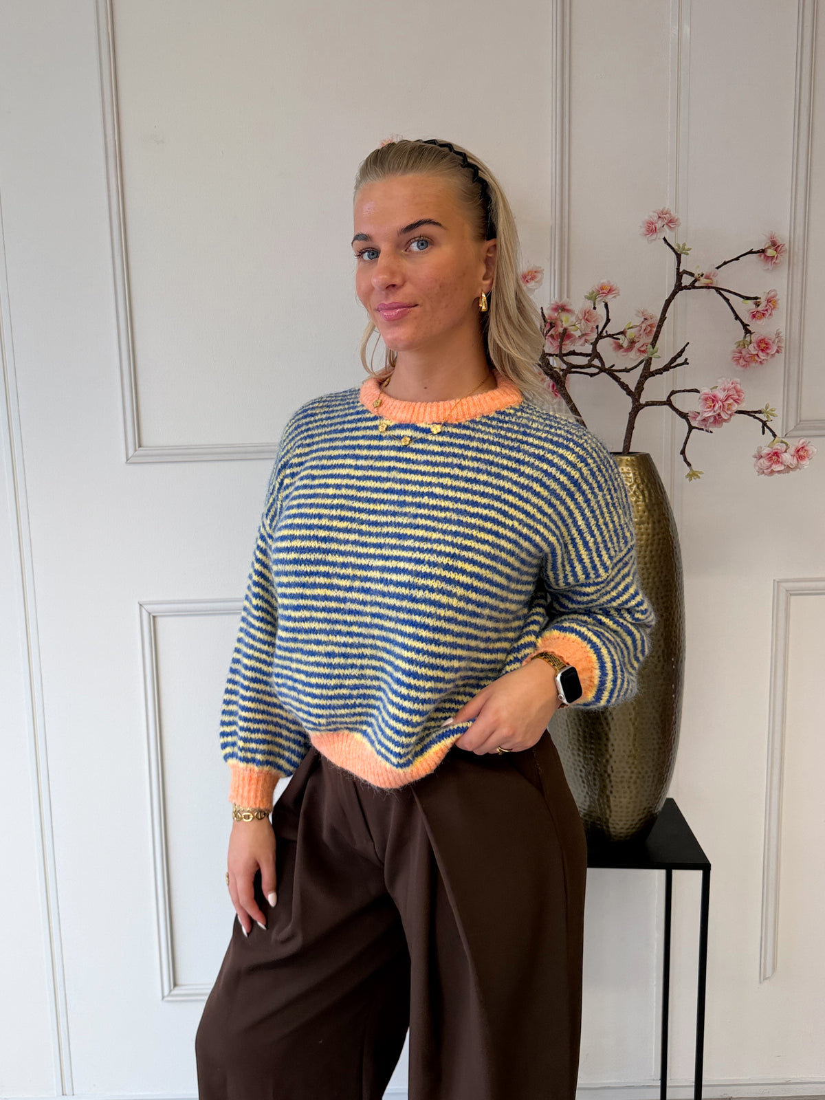 Chastar Striped Sweater | Oranje - Blauw