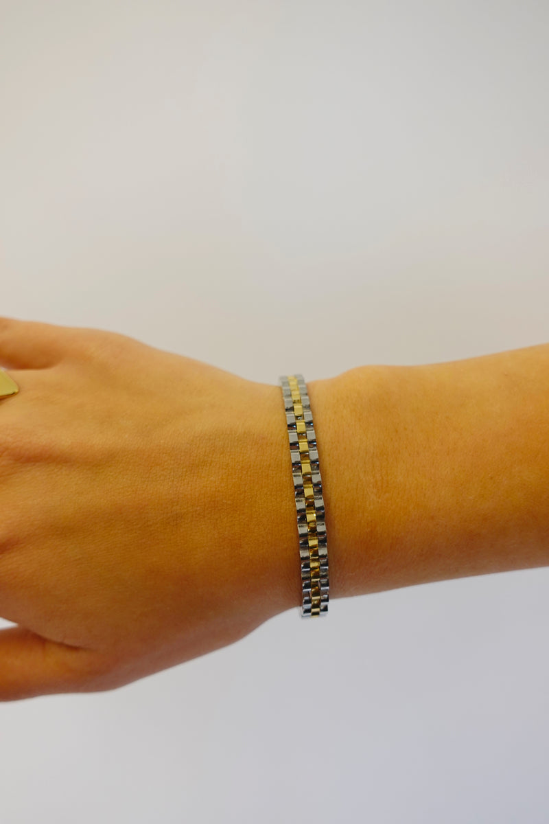 Schakel Inspired Armband | Goud - Zilver