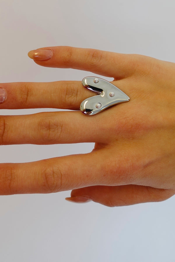 Parel Hartjes Ring | Zilver