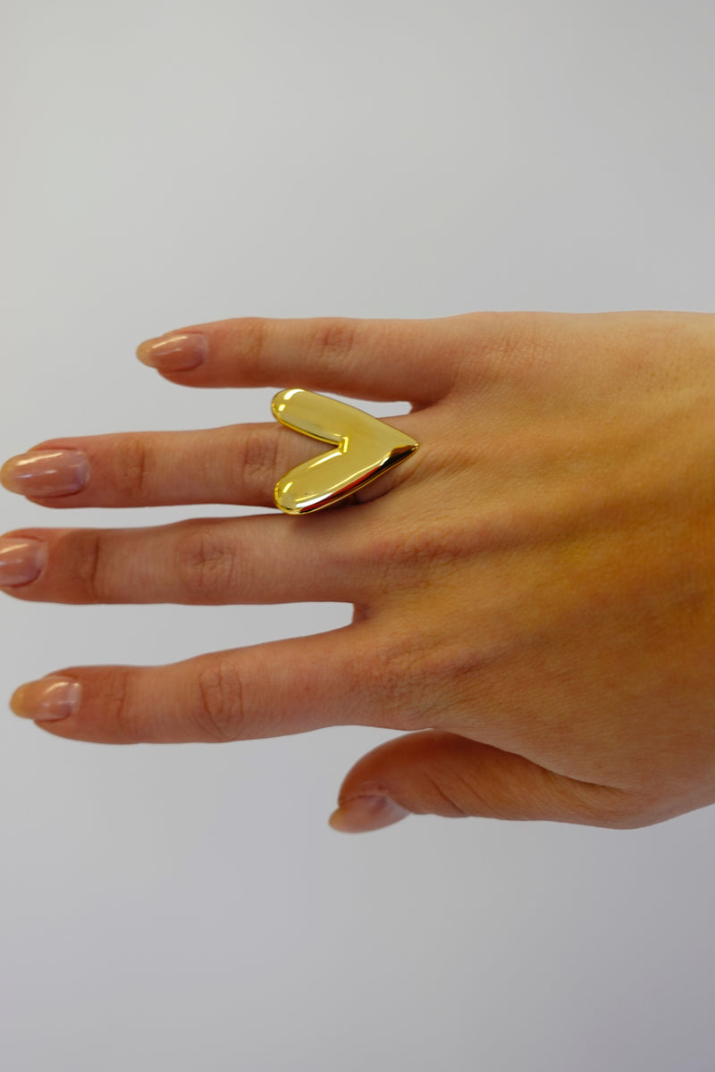 Long Hart Ring | Goud