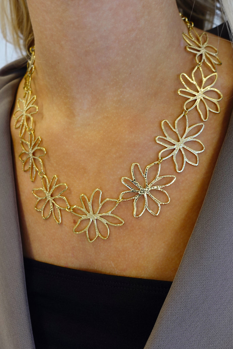 Big Flower Ketting | Goud