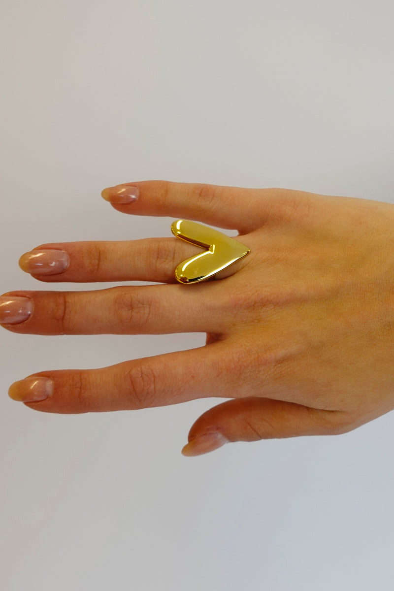 Long Hart Ring | Goud