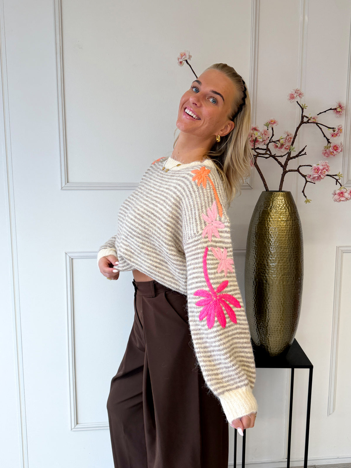 Daisy Palm Trui | Beige
