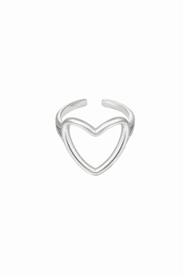 Verstelbare ring hart | Zilver
