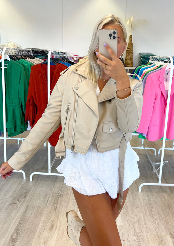 Leatherlook Jasje | Beige