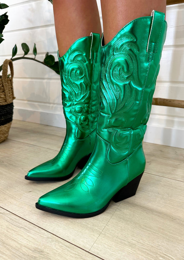 Metallic Cowboy Boots | Groen