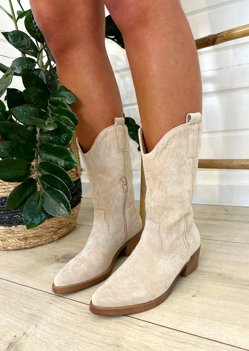 Cowboy Boots Suede | Beige