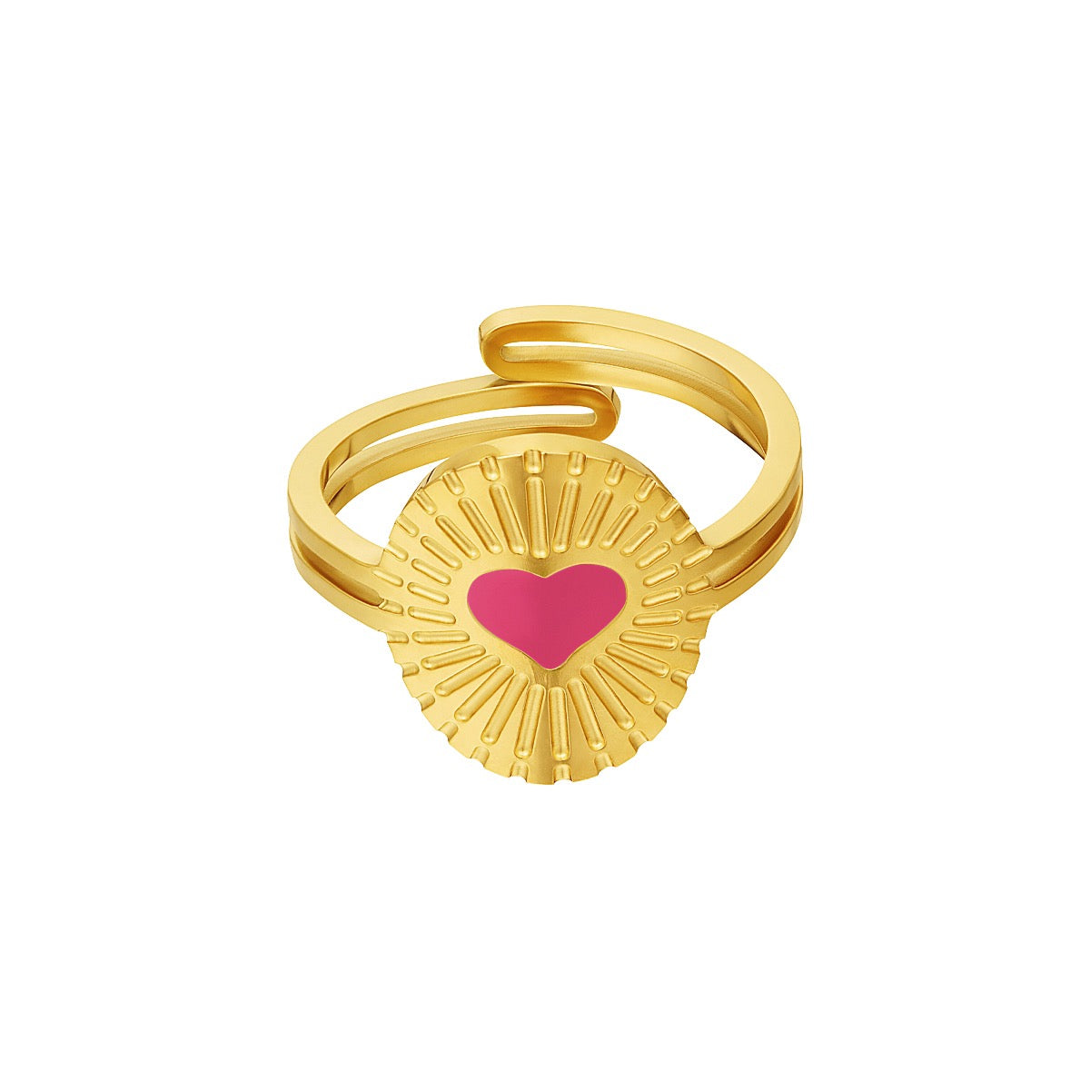 Love Coin Ring | Goud / Roze.
