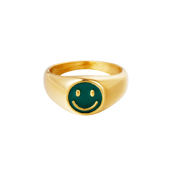 Roestvrijstalen Smiley Ring | Goud